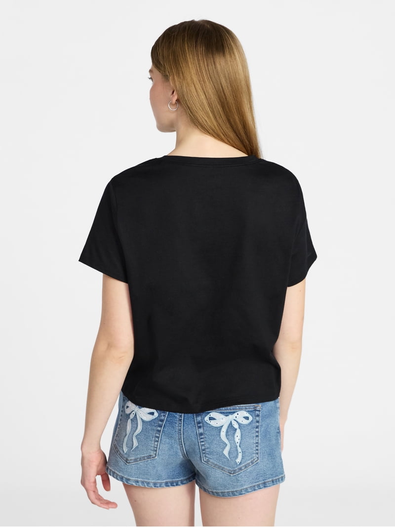 トップス everyone border short sleeve tee L No Boundaries Cropped Cotton Tee with Short Sleeves, Women's XXS