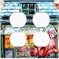thumbnail image 2 of Metal Light Switch Wall Plate Outlet Cover (Coffee Mocha Espresso Shop Cafe Vintage Store Front Flower - Double Duplex), 2 of 2