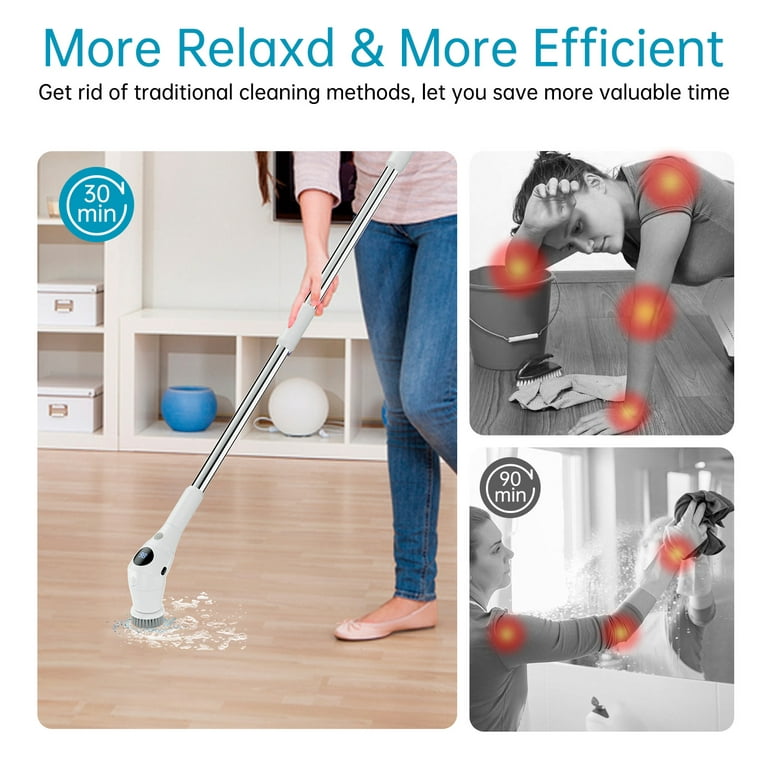 BIUBLE Electric Spin Scrubber, Cordless Power, Bathroom Scrubber with 8  Replaceable Cleaning Brush Heads - Cleaning Floor, Bathroom, Kitchen,  Bottle