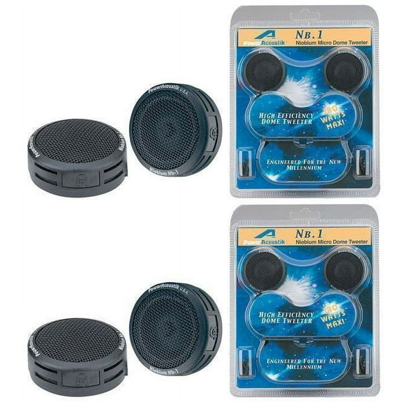 2 Pairs Power Acoustik NB-1 2 Way 360 Watt Car Tweeters Built In Crossover