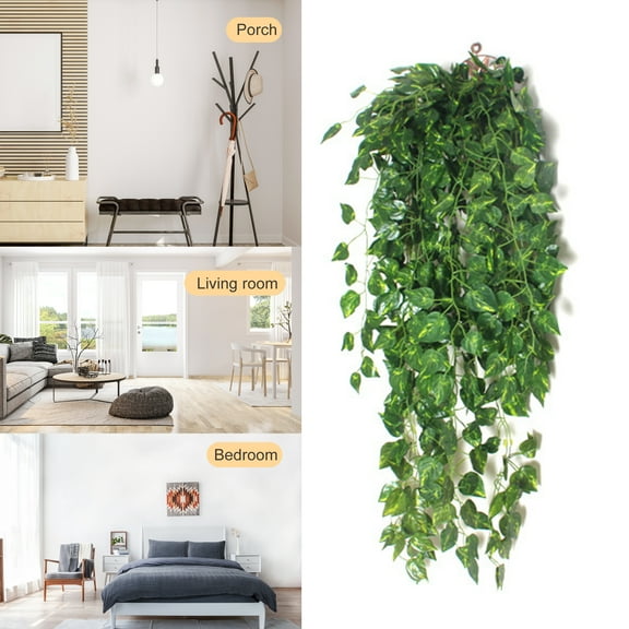 Artificial Ivy Leaf Plants Vine Hanging Garland Fake Foliage Flowers Home Kitchen Garden Office Wedding Wall Decor, 1 Pcs