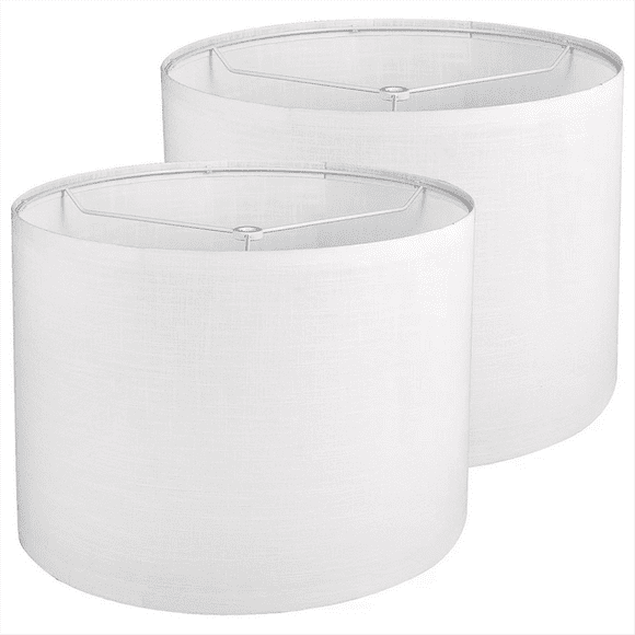 2Pcs Drum Lampshade, Lamp Shades for Table Lamp Floor Lamp, White Lamp Shades, Easy Assembly Replacement Lampshades