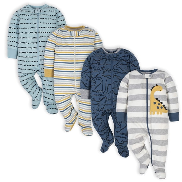 Pijama enterizo Sleep 'N Play Gerber para bebé niño, pack de 4, dinosaurio, 6-9 meses