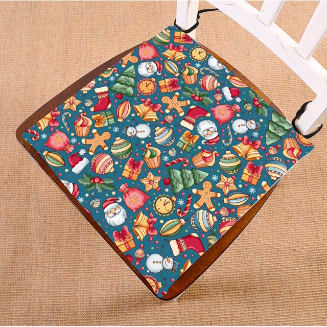 ABPHQTO Navidad Año Nuevo Cojín para silla Cojín para asiento Cojín para silla Cojín para suelo 40x40 cm