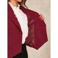 thumbnail image 5 of INSPIRE CHIC Women's Waistcoat Notched Lapel V Neck Double Breasted Sleeveless Suit Vests L Burgundy, 5 of 6