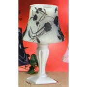House Of Zog Small White w/ Black Flower Candle Lamp 8"