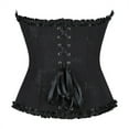 thumbnail image 4 of Corsets for Women Vintage Ruffles Halloween Boned Bustier Bodysuit with Front Tie Lace Up 1920S Retro Overbust Push Up Corset Shapewear Black XXL, 4 of 5