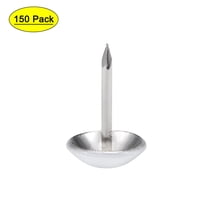 Uxcell 0.43''x0.67'' Upholstery Nails Tacks Round Head Thumb Push Pins Iron White 150Pcs