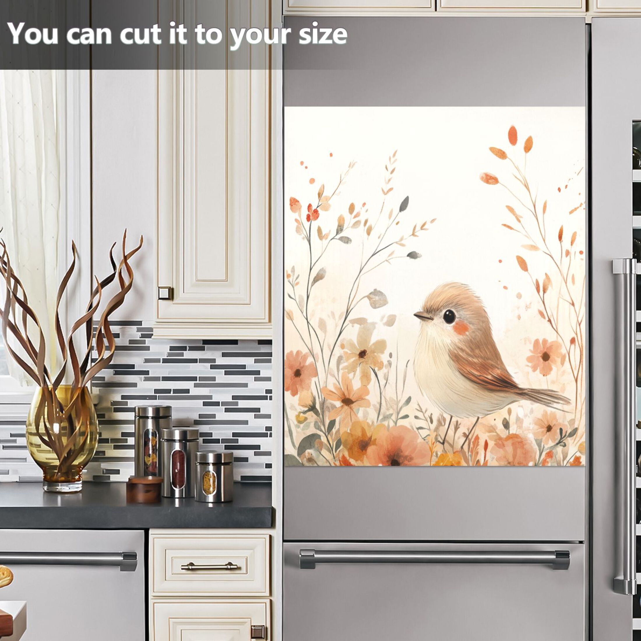 Dishwasher Magnetic Sticker 23x26 Inch Refrigerator Magnetic Sticker Washing Machine Magnetic Sticker Kitchen Panel Magnetic Sticker Home Decor Pretty Orange Bird