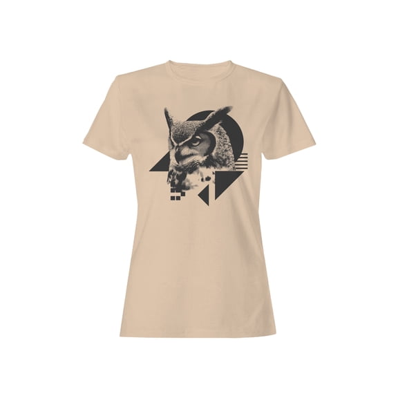 Geometric Owl Graphic Women's Natural T-Shirt