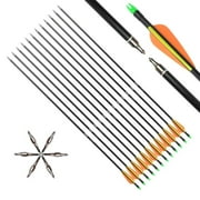 EROCK 12 Pieces 30 Archery Target Arrow-Hunting Arrow for Adult and Youth Practice, with Double Shaft Steel Field Tip for Compound & Recurve Bow