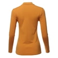 thumbnail image 3 of A2Y Women's Basic Solid Soft Cotton Long Sleeve Mock Neck Top Shirts Junior Fit Ash Mustard S, 3 of 6