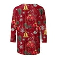 thumbnail image 4 of Women's Christmas Outfit Plus Size Snowflake Print Top Womens Tunic Tops 3/4 Sleeve Round Neck Casual T Shirt Vacation Shirts, 4 of 5