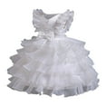thumbnail image 2 of Formal A-Line Dresses for Girls Size 3-12 Layered Ruffle Sleeve Bowknot High Waisted Solid Performance Evening Party Prom Tutu-Dress, 2 of 7