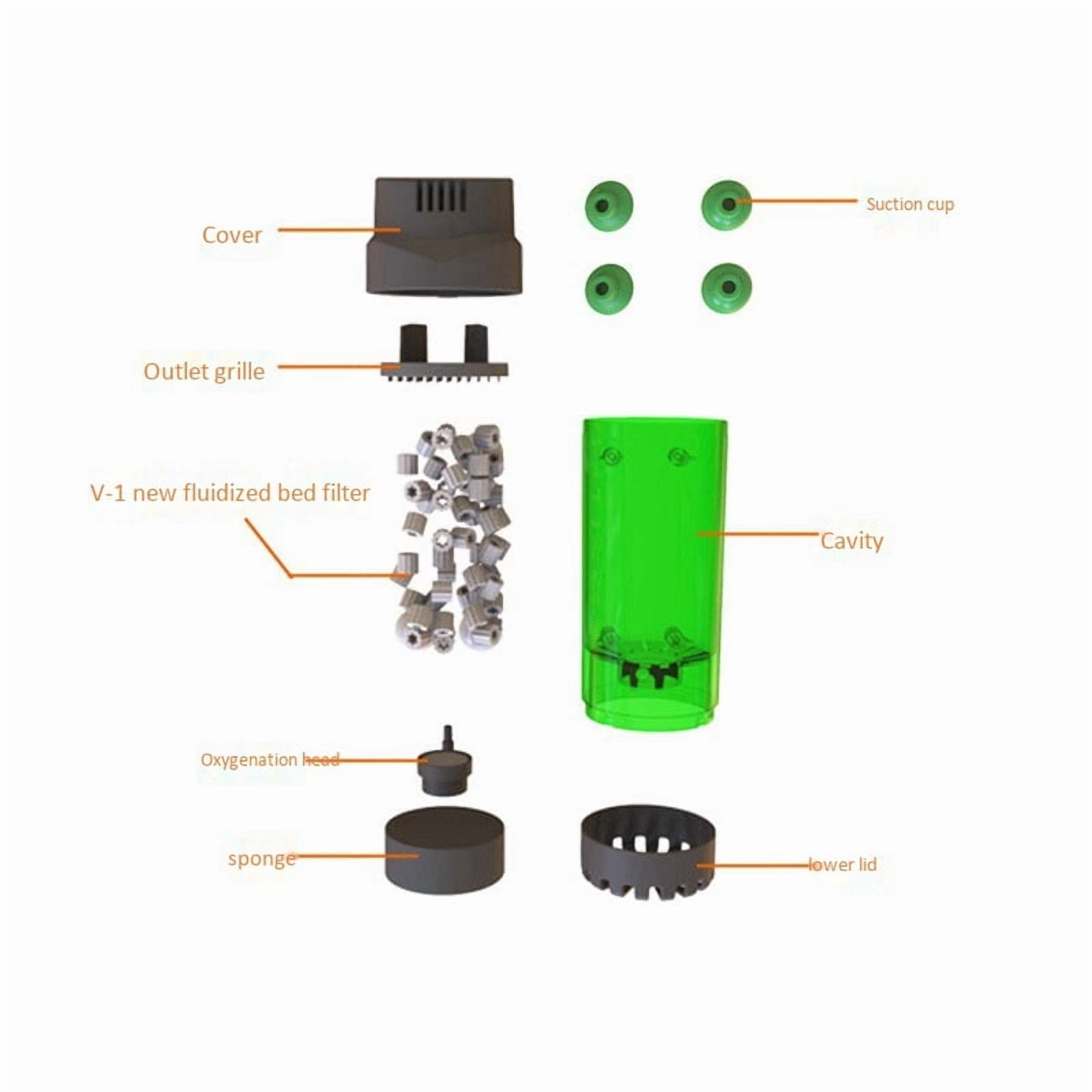 5X Aquarium Fish Tank Fluidized Moving Bed Filter Bubble Bio Media Filter with Air Stone and Sponge Filter LH-300