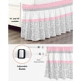 thumbnail image 3 of Pink Grey Wrap Around Bed Skirts for Queen Bed 16" Drop,Bed Skirt with Adjustable Elastic Belt Dust Ruffle Bed Valance for Bedroom Chic Garden Floral Stripe Aesthetic Flower Boho Bed Frame Cover, 3 of 7