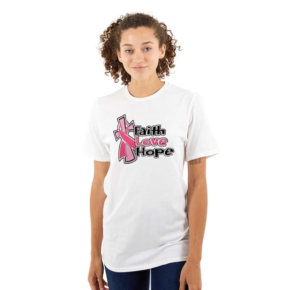 Faith Hope Love Breast Cancer Aware Women's Graphic T Shirt Tees Brisco Brands S
