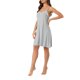 thumbnail image 4 of Noche de inspiración para mujeres, camisón sin mangas con ribete de satén, vestido de cami hasta la rodilla, talla XL, gris, 4 of 6