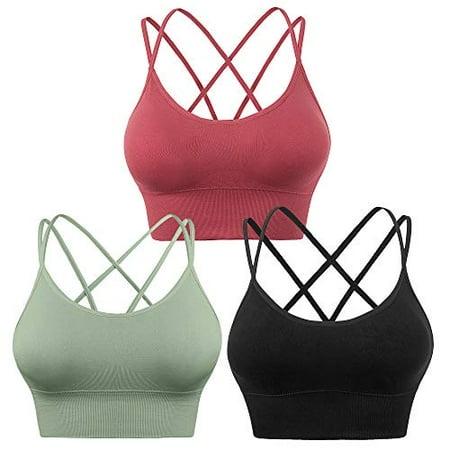 

Evercute Cross Back Sport Bras Padded Strappy Criss Cross Cropped Bras for Yoga Workout Fitness Low Impact