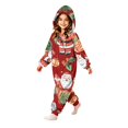 thumbnail image 4 of One Piece Christmas Jumpsuit for Kids Girls Pajamas Onesie Hoodie Zip Front Girls Fashion Holiday Cute Novelty Santa Claus Print Casual Soft Fall Winter Loungewear Pajamas 2-12 Years, 4 of 6