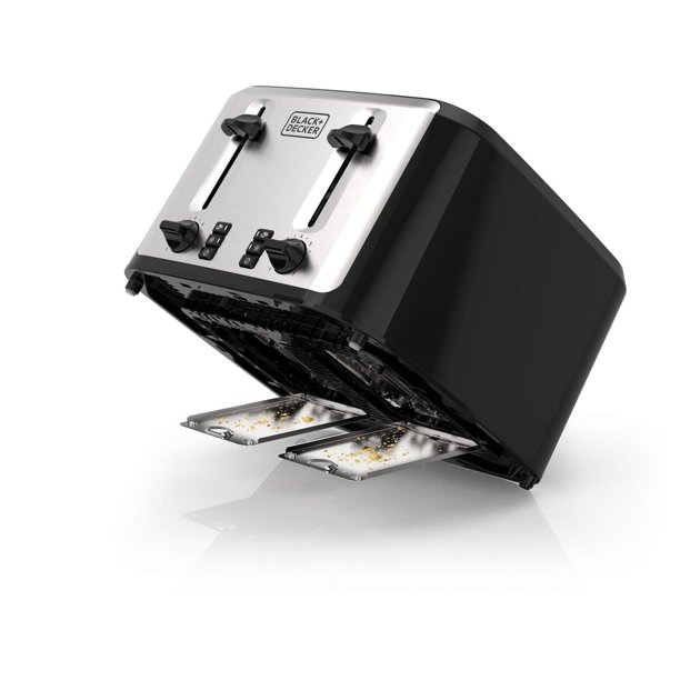 Black+Decker 4-Slice Toaster, Stainless Steel/Black, TR7847-1BDC