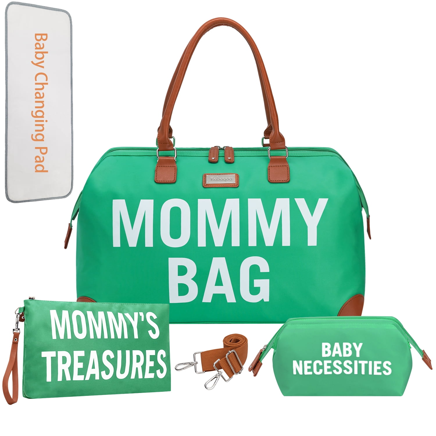 Diaper Bag Tote with Mommy's Treasure and Baby Necessities, Large Capacity Mommy Bag for Hospital and Weekender Travel, Newborn Baby Essential