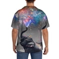 thumbnail image 3 of Sikiie Elephant Fireworks Celebration Men's Cuban Shirt, Hawaiian Shirts, Business Casual Button Down Shirts, Short Sleeve Shirt-X-Large, 3 of 5