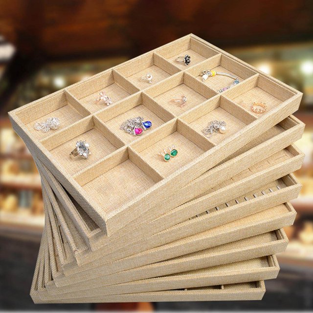 Stackable Jewelry Trays for Drawer stand rack Jewelry Stores Showcase Gift 12 Grids
