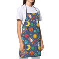thumbnail image 3 of Fuzoiu Cartoon Space Print Waterproof Apron, Kitchen Apron for Women Men Chef, Apron for Christmas Dinner Party Cooking Baking Crafting House Cleaning Kitchen, 3 of 7