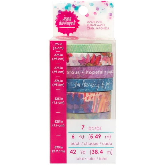 Jane Davenport Mixed Media Washi Tape Rolls 7/Pkg-Fantastical, 6 Yards Each