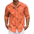 thumbnail image 3 of Fgvctg Valentine's Day Button Up Shirt Men Button Down V Neck Long Sleeve Shirts Soft Collared Blouses Date Day Love Heart Print Oversized Business Casual Tops Watermelon Red L, 3 of 6