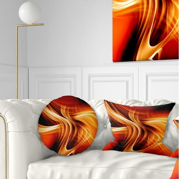 Designart Orange Abstract Warm Fractal Design - Abstract Throw Pillow - 12x20