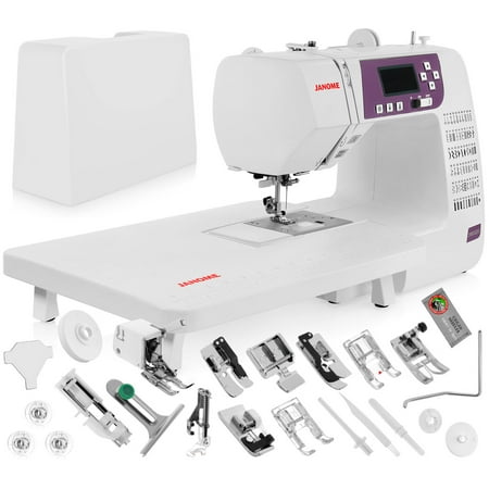 Janome 3160QDC Computerized Sewing Machine w/Hard Cover + Extension Table + Quilt Kit + 1/4 Seam Foot w/Guide + Overedge Foot + Zig Zag Foot + Zipper Foot + Buttonhole Foot + Needles + More!