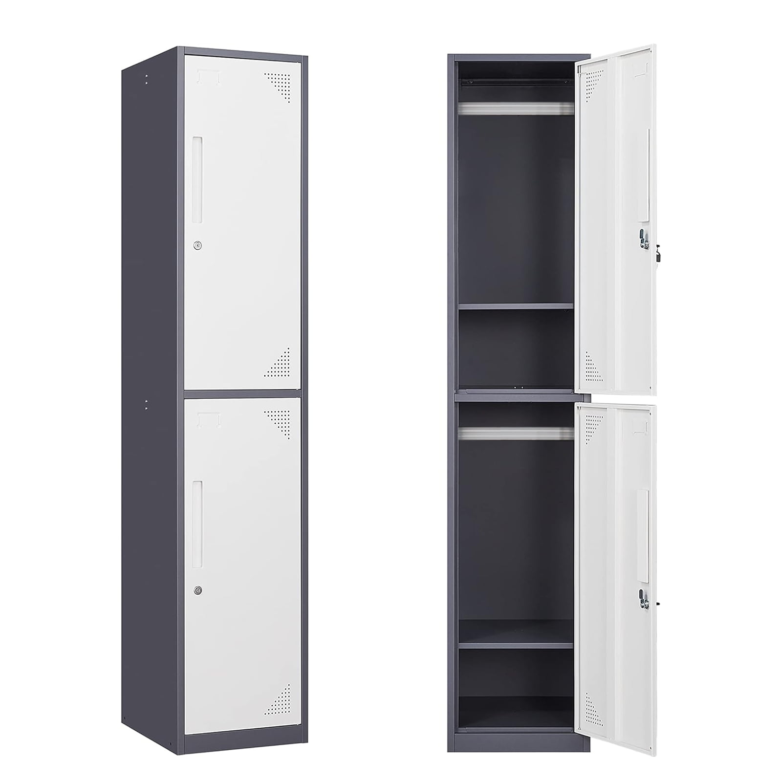 Fesbos Metal Lockers for Employees with Keys, 71" Employees Locker Storage Cabinet with 2 Doors, Tall Steel Storage Locker for Gym, School, Office