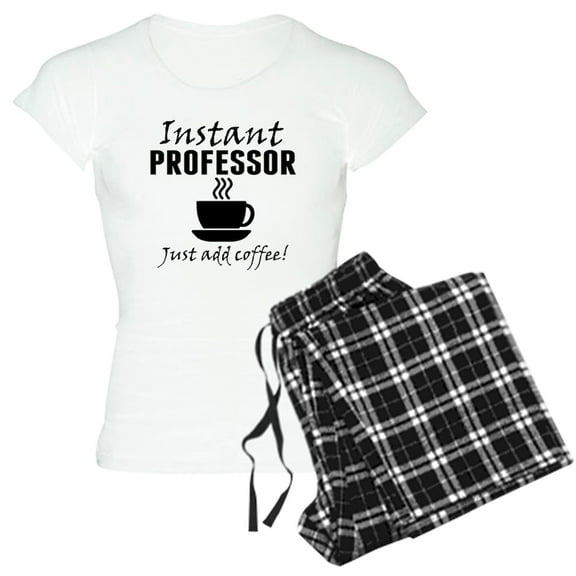 CafePress - Instant Professor Just Add Coffee Pajamas - Women's Short Sleeve Print T-Shirt and Pants Light Cotton Pajama Set