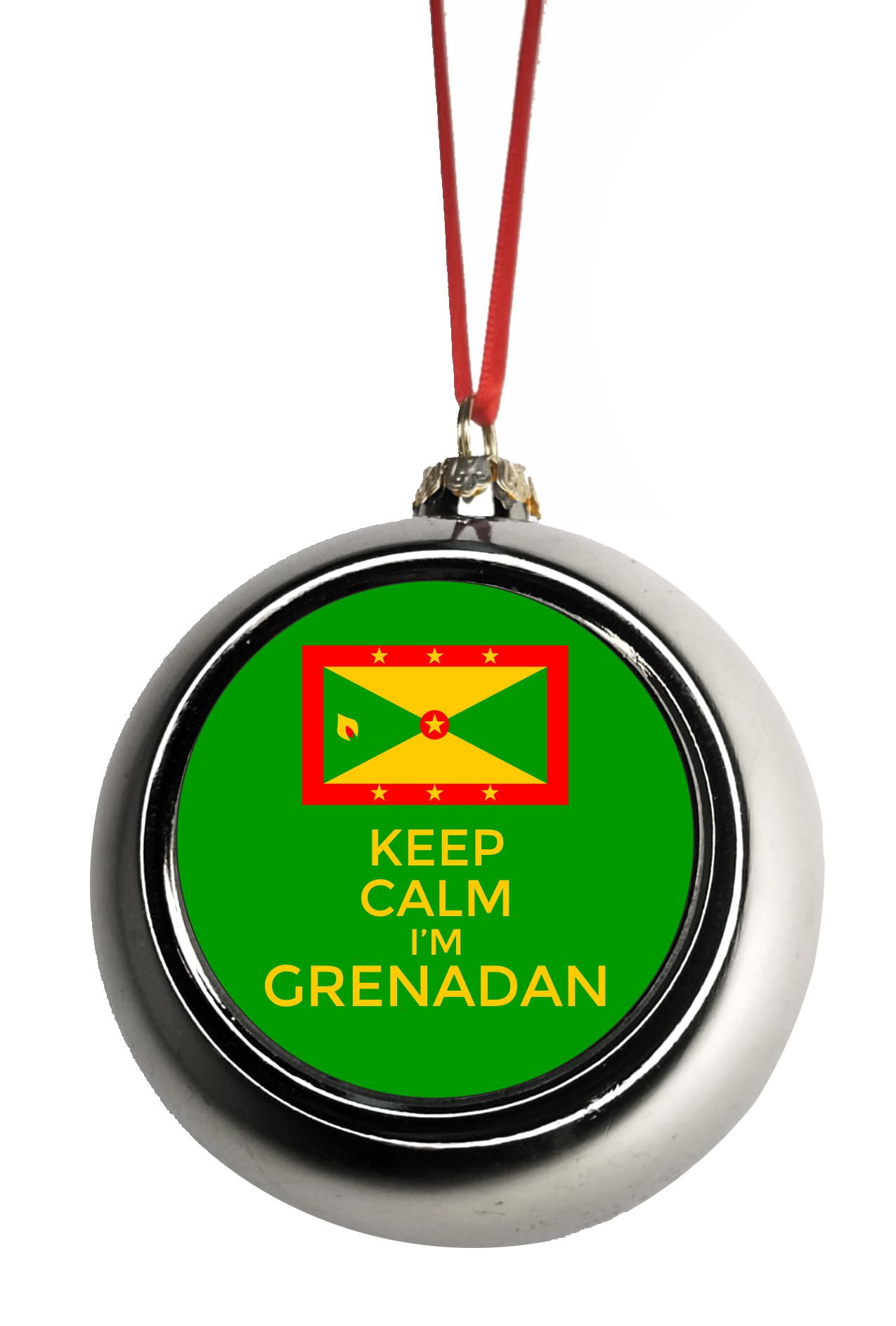 Keep Calm I M Grenadan Flag Of Grenada Ornaments Silver Bauble Christmas Ornament Ball Tree Decor Walmart Com Walmart Com