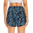 thumbnail image 3 of Picia Blue Leaves A Pattern Women's 2 in 1 Athletic Running Shorts High Waisted Workout Casual Gym Sweat Shorts with Comfy Liner Zipper Pockets-Small, 3 of 9