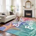 thumbnail image 3 of Summer Washable Living Room Rugs 5'x7', Life Is Better At The Beach Yellow Blue Starfish Low Pile Throw Large Area Rugs Non-Slip Sturdy Edge Binding Carpet for Dining Room Bedside Kitchen, 3 of 9