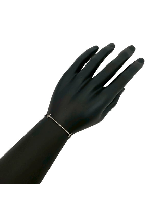 Pre-Owned TIFFANY & Co. Tiffany T Smile Bracelet in 18K White Gold with Diamonds,... (Good)