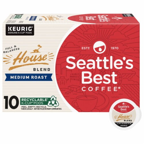 Pack of 2 - Seattle's Best Coffee House Blend Medium Roast K-Cup Coffee Pods 10 ct Packaging May Vary
