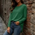 thumbnail image 7 of Otvok Women Loose Casual T‑Shirt, Crew Neck Long Sleeve Stitch‑Detail Pullover Tops, 7 of 7