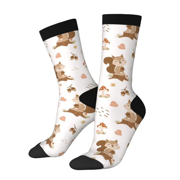 Balery Fall Squirrel Calcetas Largas con Estampado para Hombre y Mujer – Suaves y Transpirables, Talla Única (US 5-11)