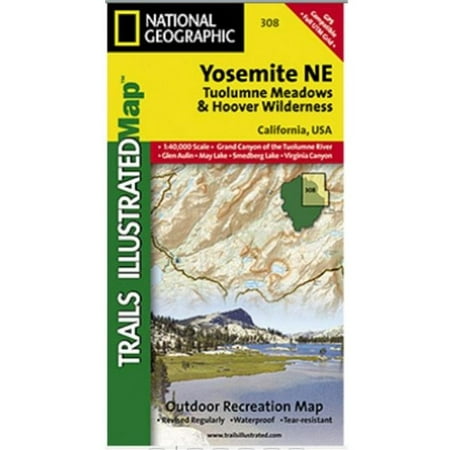 National Geographic TI00000308 Map Of Yosemite NE-Tuolumne Meadows And Hoover Wilderness -