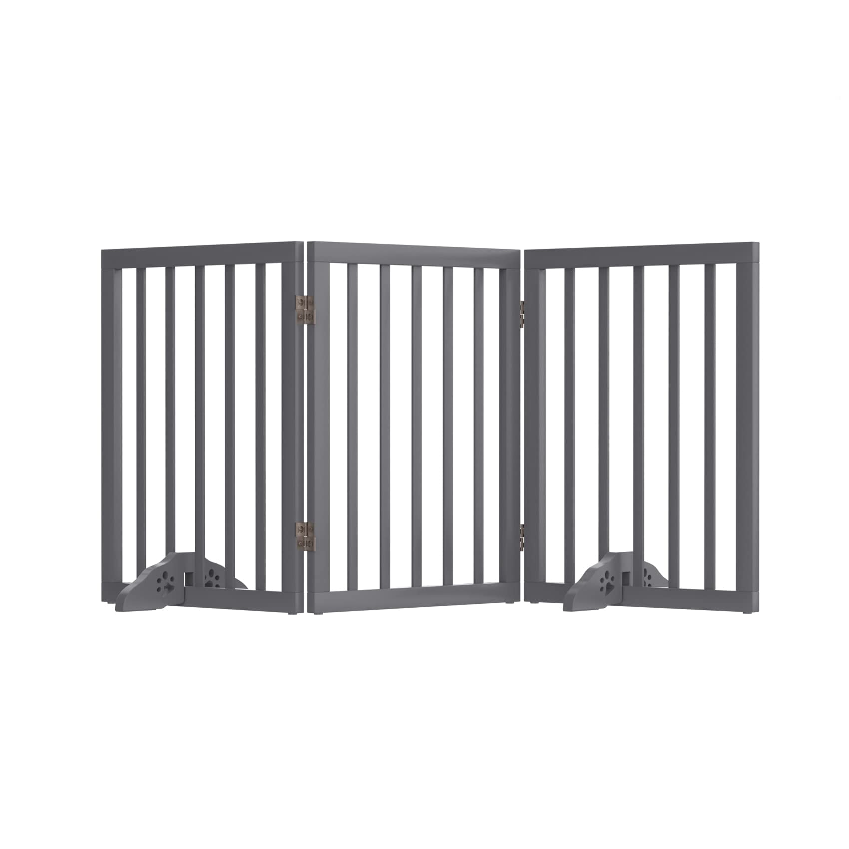 Smuxee Freestanding Dog Gate Foldable Pet Fence with Support Feet, Gray, 3 Panel