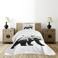 thumbnail image 4 of Ambesonne Bear Quilted Bedspread Set 2 Pcs, Wildlife Mammal Silhouette, Twin Size, Black White, 4 of 5