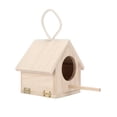 thumbnail image 1 of Casa para pájaros de madera con percha exterior, casa para pájaros de madera natural para pájaros pequeños, 1 of 14