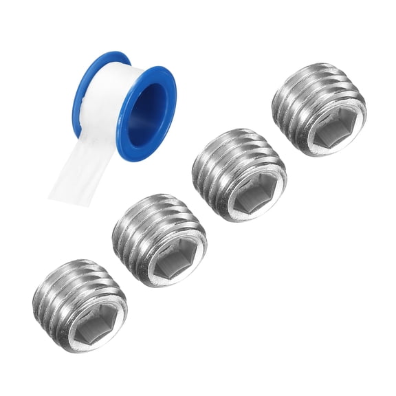 4Pack M8x1x8 304 Stainless Steel Pipe Plug Fitting, Male Thread Internal Hex Socket Pipe Cap, Countersunk Plug for Sealing Pipe Port, Pneumatic Solenoid Valve