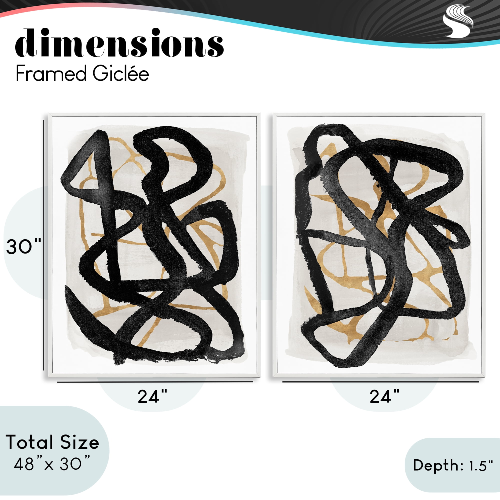 Stupell Industries Contemporary Hindsight Squiggles 2 Piece White Framed Giclee Art Set, design by Lucille Price