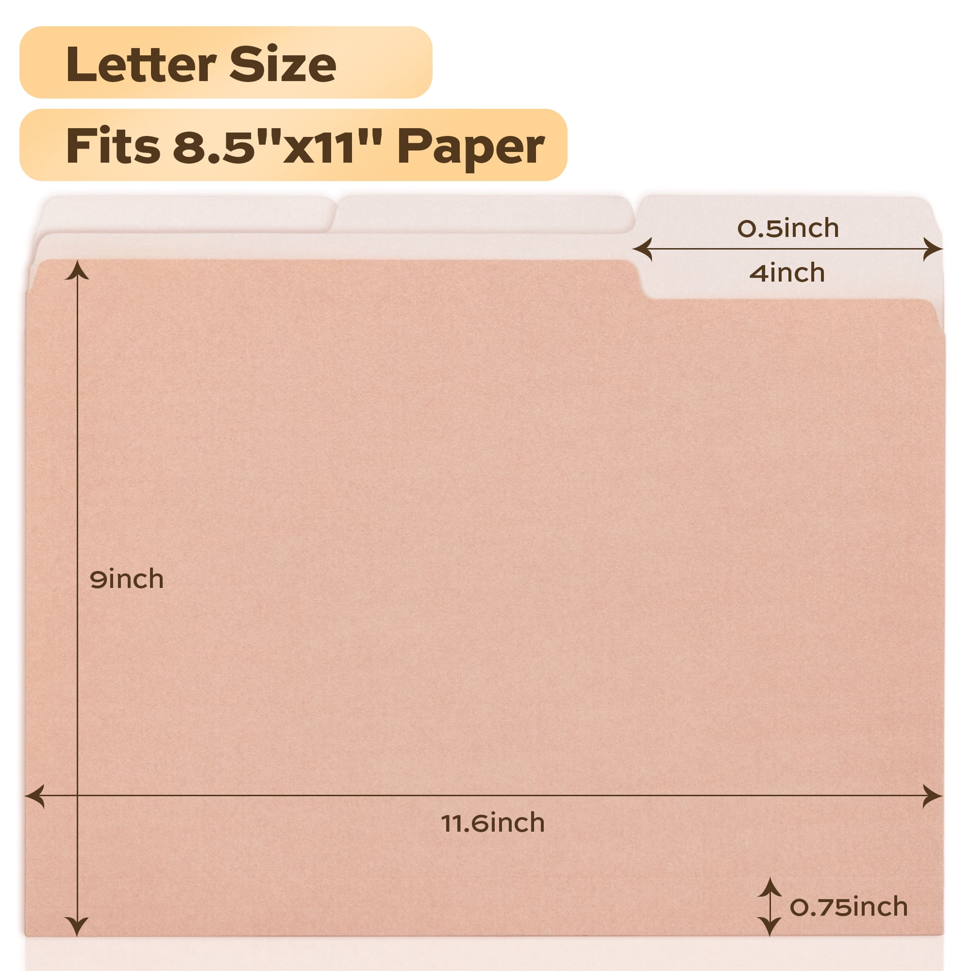 Deli File Folders Letter Size 10 Pastel Colors, 100 Pack Manilla Folders 8.5 x 11 1/3-Cut Tabs, Colored File Folders Office Home School for Documents Files