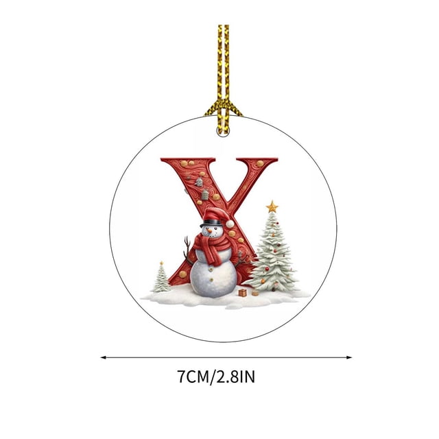 Colgante navideño de muñeco de nieve de 26 letras de 2024 - Colgante de coche de acrílico de San